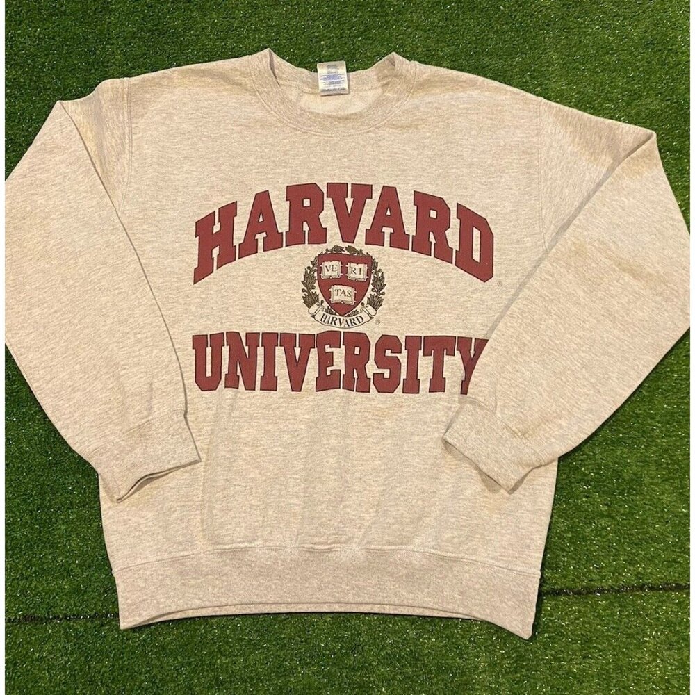 Harvard University Crimson sweatshirt small crew neck gray Y2K mens unisex